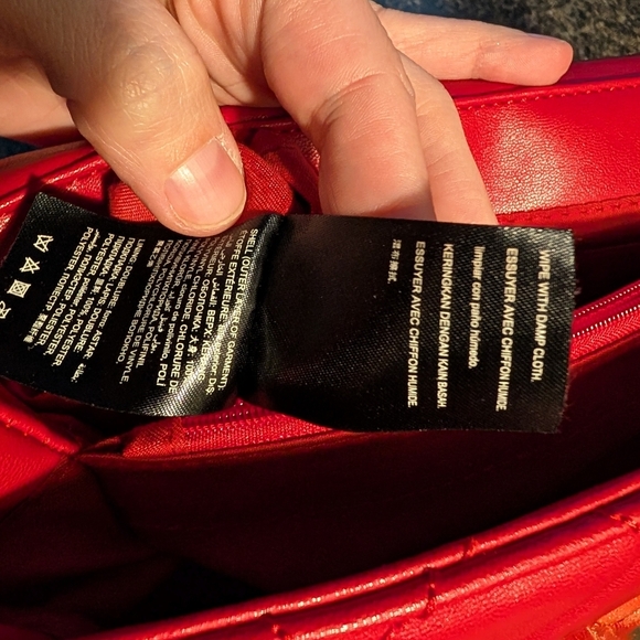 Badgley Mischka Red Quilted Clutch with Gold Chain - Picture 3 of 7